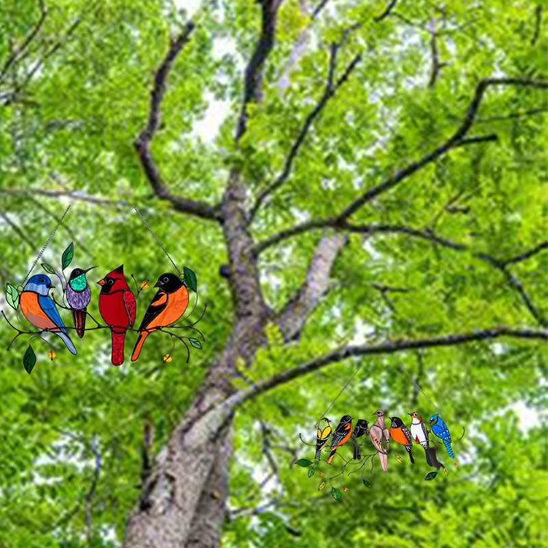 Цветной оконный кулон с птицей, перезвон ветра, акриловые тропические птицы, подвесные украшения
