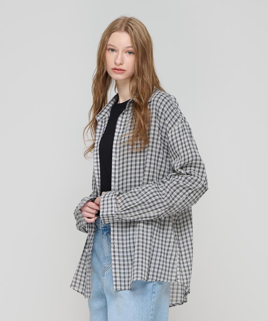 CARGOBROS FOR WOMAN Seersucker Cotton Check Shirt (White)
