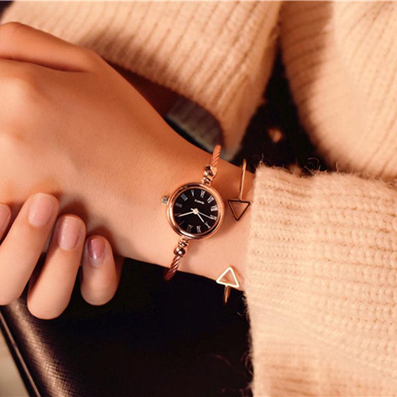 Charm Quartz Fashion Ladies Clock Hot Sale Women Bracelet Popular Stainless Steel Wristwatches Retro Watches Ulzzang High Quality Bangle Luxury