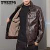 Winter Warm Leather Jacket for Men Fleece and Thickened Coat Casual Loose Warm Double-neck Top