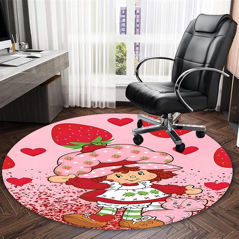 1pc Strawberry Princess1 Print Round Carpet Chair Round Carpet Suitable for Bedroom Living Room Home Decorative Carpet