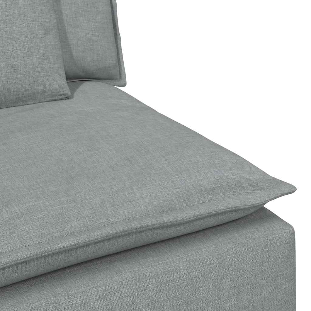Modular Sofa with Footstool and Cushions Light Grey