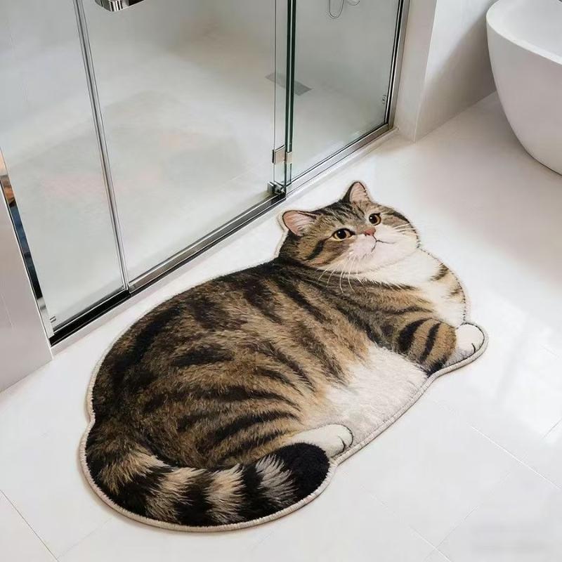 Quick Drying Cat Shaped Diatomite Bath Mat Ensures Non Slip Stability