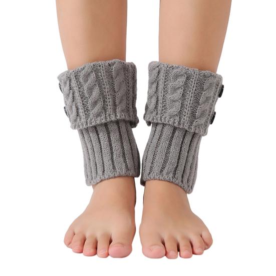 1 Pair Winter Ankle Covers Knitted Anti-slip Solid Color Button Decor Elastic Twisted Texture JK Cosplay Performance Daily Wear Sports Leg Warmers