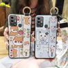 Kickstand Fashion Design Phone Case For ZTE Blade A53 Pro Cartoon Back Cover Shockproof Wrist Strap Anti-dust Wristband