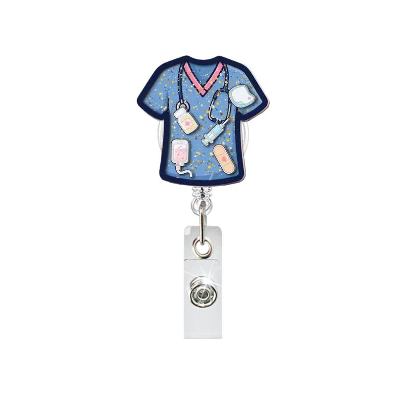 Shaker Acrylic Anime Scrubs Pills Bottle Large Intestine Retractable Nurse Badge Reel Doctor Id Card Holder