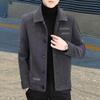 Мужская осенне-зимняя куртка с лацканами и длинными рукавами, однобортное плюшевое пальто с вышивкой и буквенным принтом, утепленная теплая верхняя одежда