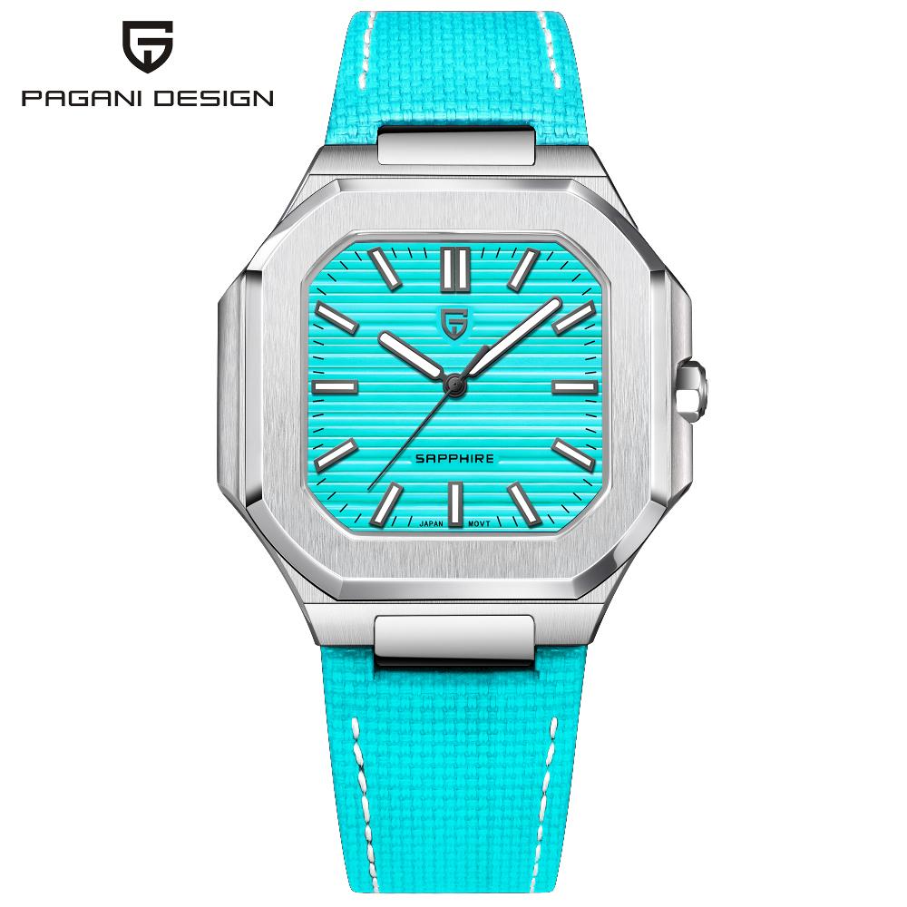 PAGANI DESIGN New Square Sapphire Crystal Luxury Watch Quartz 316L All Steel Waterproof Men watch Japan Movt Luminous Clock