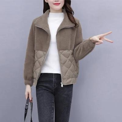 Зимний свитер на молнии из овечьей шерсти, женское хлопковое пальто, утолщенное плюшевое пальто