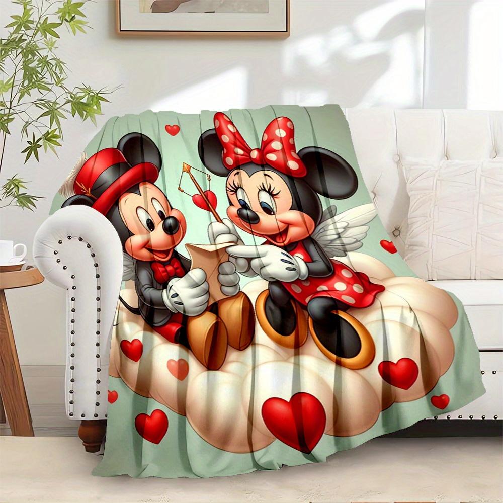 1pc Flannel Minnie Mouse and Mickey Mouse Love Story Bedding Throw Blanket Sofa Cover Gift Home Decor Valentine's Day Gift Couple