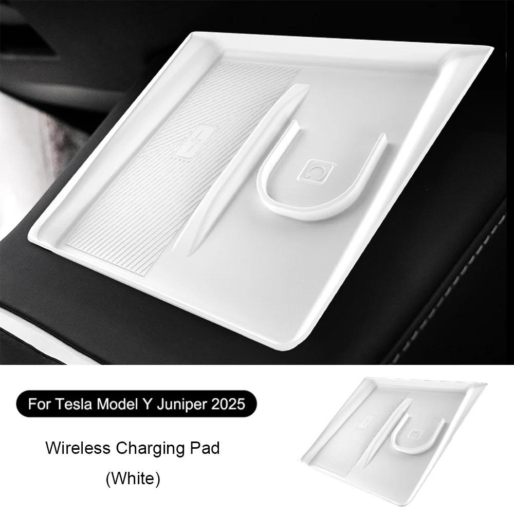 Автомобильная беспроводная зарядка 2-в-1 силиконовый коврик для Tesla Model Y Juniper 2025 противоскользящие аксессуары для мобильного телефона и наушников