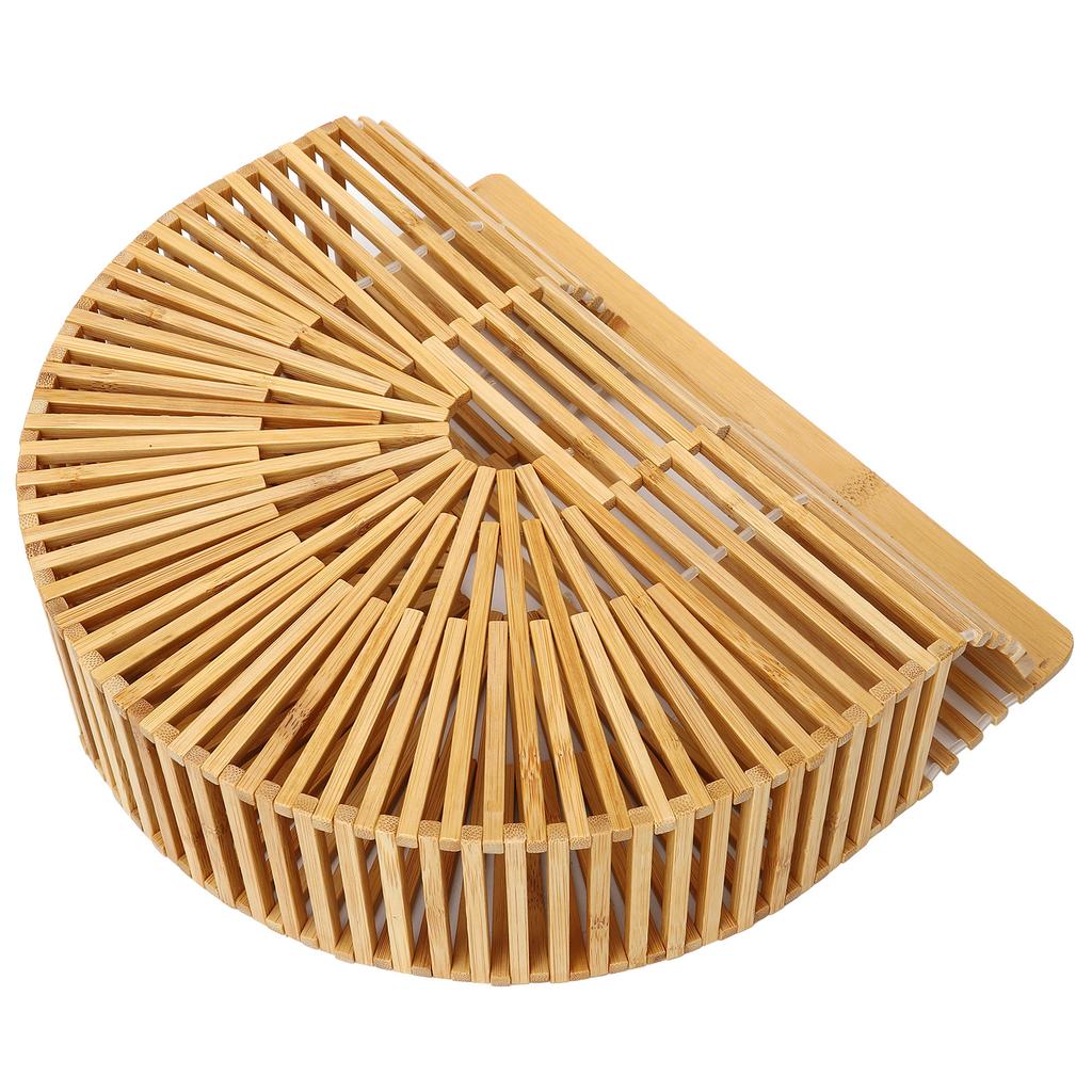 Винтажная бамбуковая сумка женская полукруглая плетеная сумка полая пляжная сумка для лета