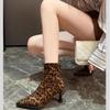 High Heels Ankle Boots Women Leopard Pointed Toe Shoes Winter New Trend Chelsea Snow Botas Pumps Fashion Sexy Zapatos Mujer