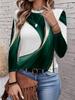 Women's long-sleeved T-shirt for autumn, marble print, round neck pullover, loose fit, outdoor T-shirt.