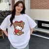 2026 новый летний милый графический топ HelloKitty повседневный хлопковый топ с коротким рукавом для женщин и девочек Каваи мультяшный принт Streetwear