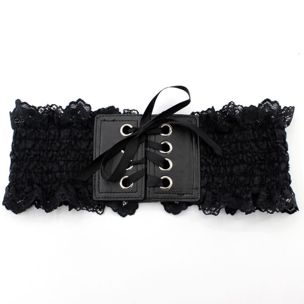 Black Elastic Cummerbunds PU Leather Waist Corset Elegant Wide Belt Girl