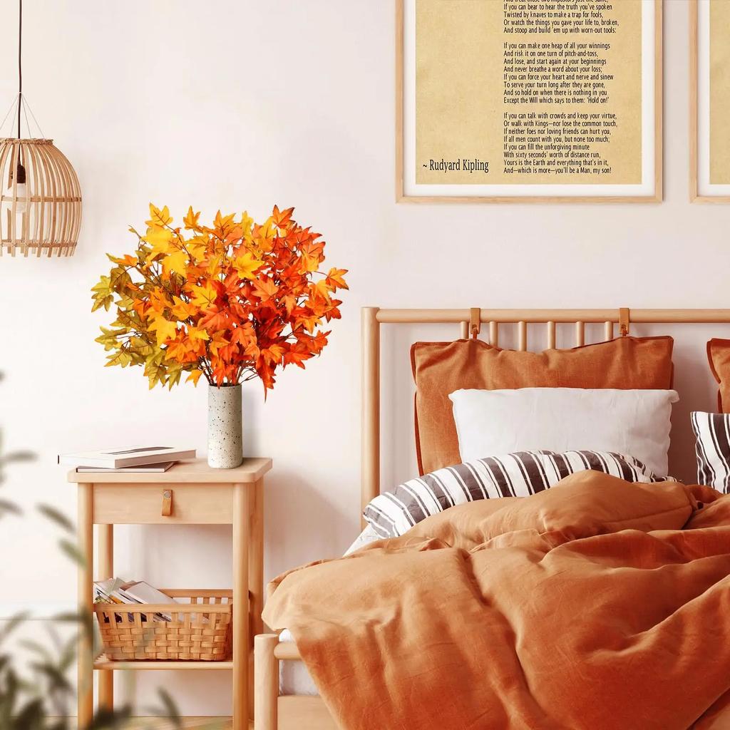 Artificial Canadian Maple Leaves Flower Arrangement Fall Thanksgiving Harvest Decor Home Party Wedding Centerpieces Decoration