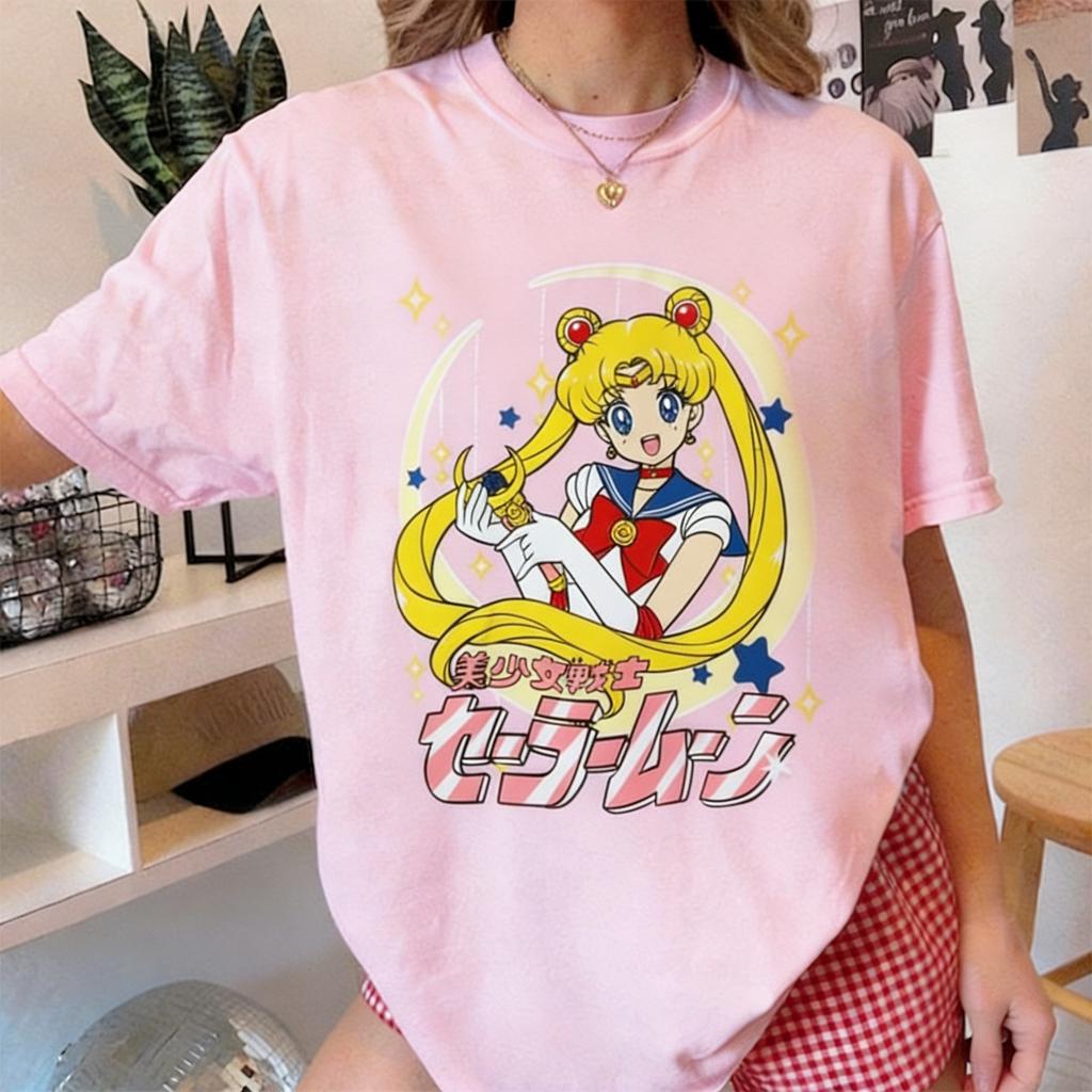 2026 Sailor Moon Anime Childrens T Shirt Women Unisex Short Sleeve Tee Loose Casual Tops Summer Y2k Cartoon Graphic Tee Streetwear