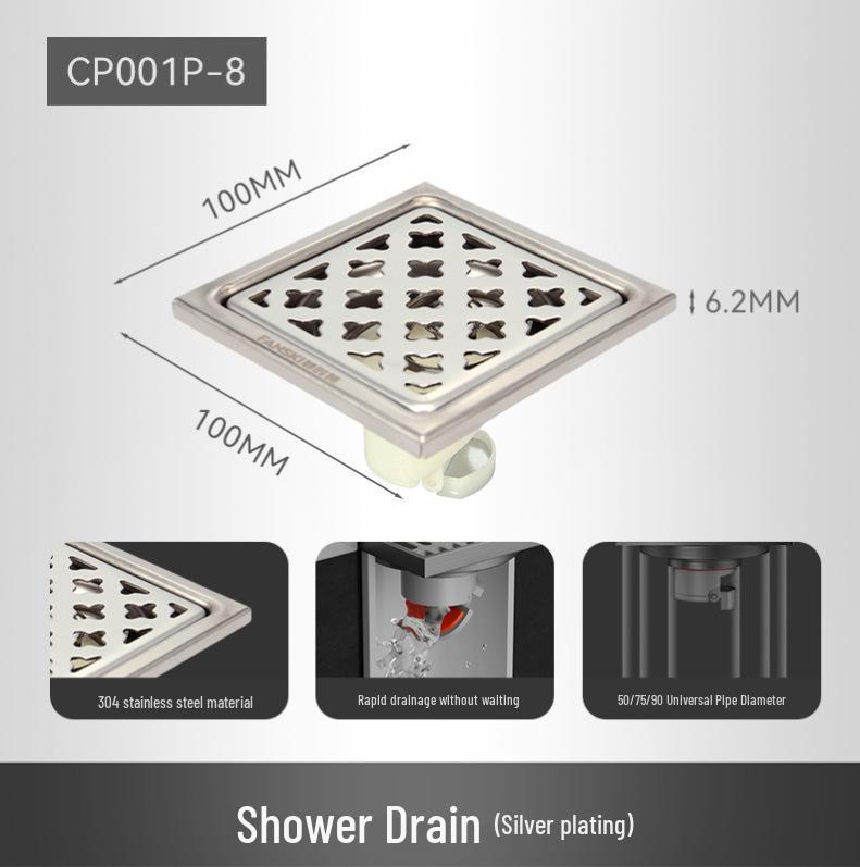 Нержавеющий стальной душевой напольный слив - Дезодорирующий, с защитой от обратного потока, Защита от насекомых для ванной комнаты и прачечной