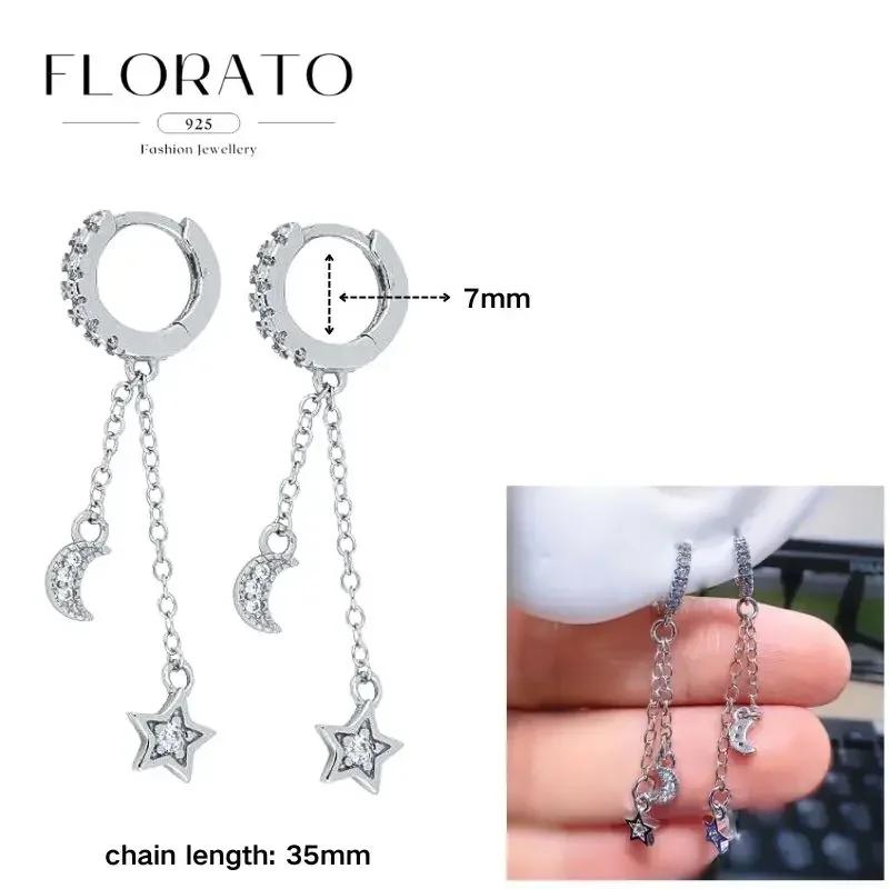 FLORATO серьги из стерлингового серебра 925 пробы серьги-цепочки с подвеской-кисточкой серьги с цирконием серебряные серьги для женщин тренд Роскошные свадебные украшения