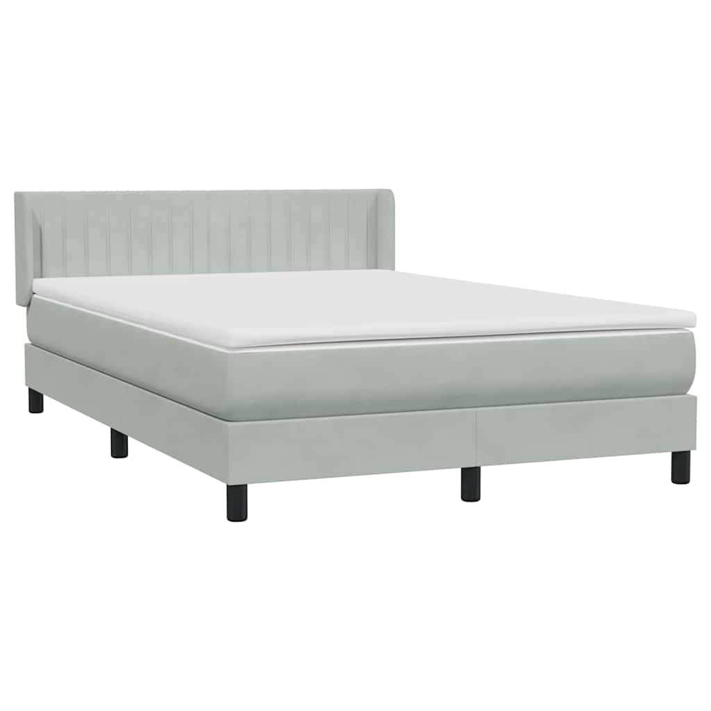 Box Spring Bed with Mattress Light Grey 160 x 210 cm Velvet