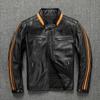 Мотоциклетный костюм из чистой воловьей кожи, мужская кожаная куртка, костюм для езды, может быть оснащен защитной экипировкой, воротник-стойка, большой размер