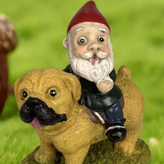 Статуэтка садового гнома Yousheng, смоляная статуэтка верховой собаки-карлика, расписанное вручную украшение в виде карлика для украшения садового растения на открытом воздухе