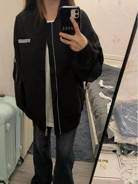 Женская повседневная куртка-бомбер с вышивкой флага, весна/осень 2025