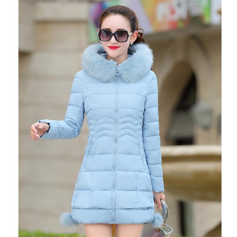 Women's Winter Coat Long Cotton Padded Jacket Slim Female Thick Down Jacket