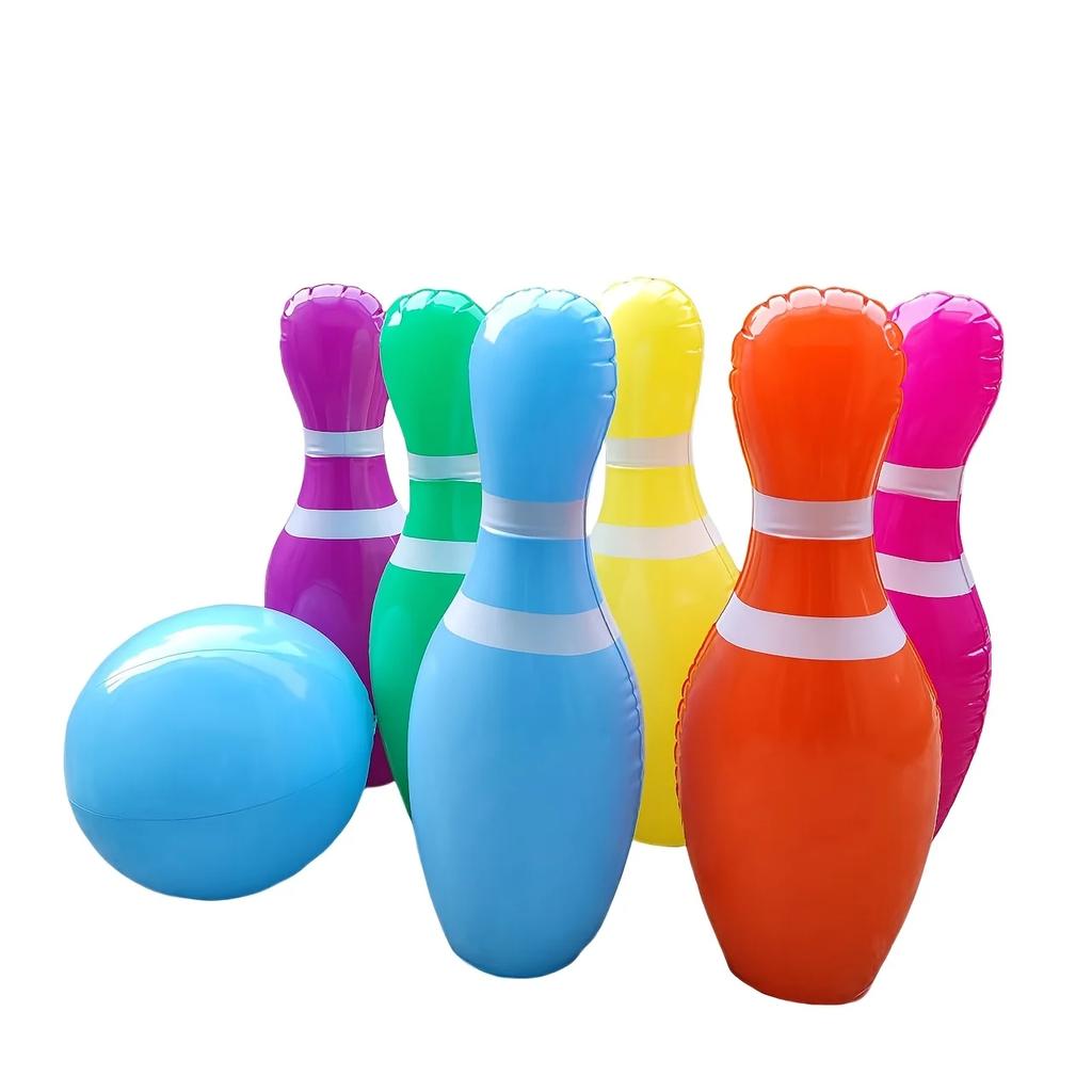 Outdoor Entertainment PVC Inflatable Bowling Set Parent-Child Fun Game Sports Bowling Beach/Sand Toys