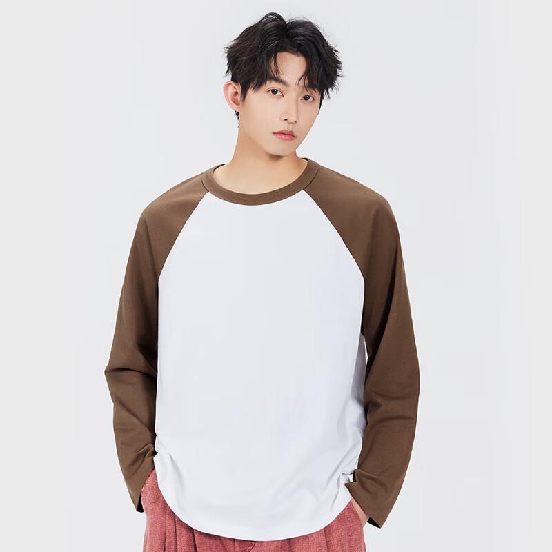 MINISO Men's American Retro Heavyweight Cotton Raglan Long-Sleeve T-Shirt