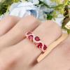Trendy Red Diamond Ring In Rose Gold Color Geometric Style With Interwoven Twist Design