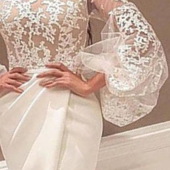 Прозрачная водолазка вечернее платье с высокой талией и высоким разрезом подол с пышными рукавами женское платье женская одежда