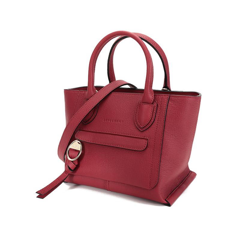 Longchamp Почтовый ящик 22 Сумка через плечо на короткой ручке из фактурной кожи Маленькая женская сумка Малиново-красная 10103HTAP59