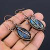 Labradorite 999 Copper Wire Wrapped Earrings, Handmade Gemstone Earrings Jewelry, Gifts For Wife Brand New Earrings