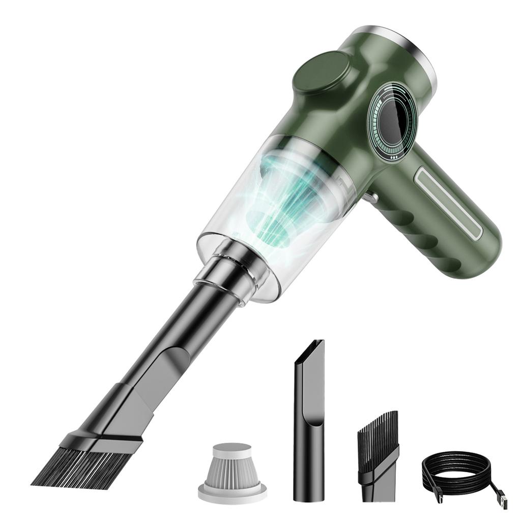 Портативный пылесос для дома, автомобиля с плоской и щеточной насадкой, цифровой дисплей заряда батареи, аккумуляторный, беспроводной