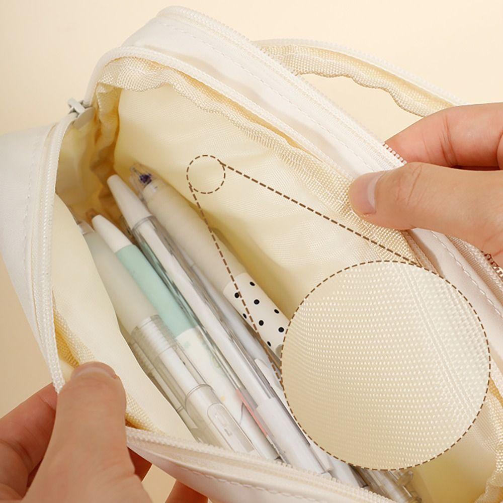 Large Capacity Pen Bag PU Leather+PVC Stationery Bag High Quality Pencil Case  School Office
