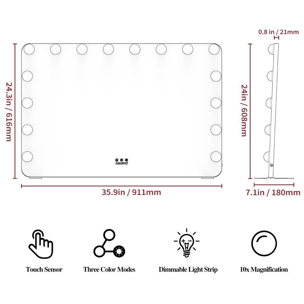 BEAUTME Актриса Настольный макияж 3 цвета света Яркость Включает 16 светодиодное голливудское зеркало для подвесного зеркала, зеркало, зеркало, режимы, регулировка,