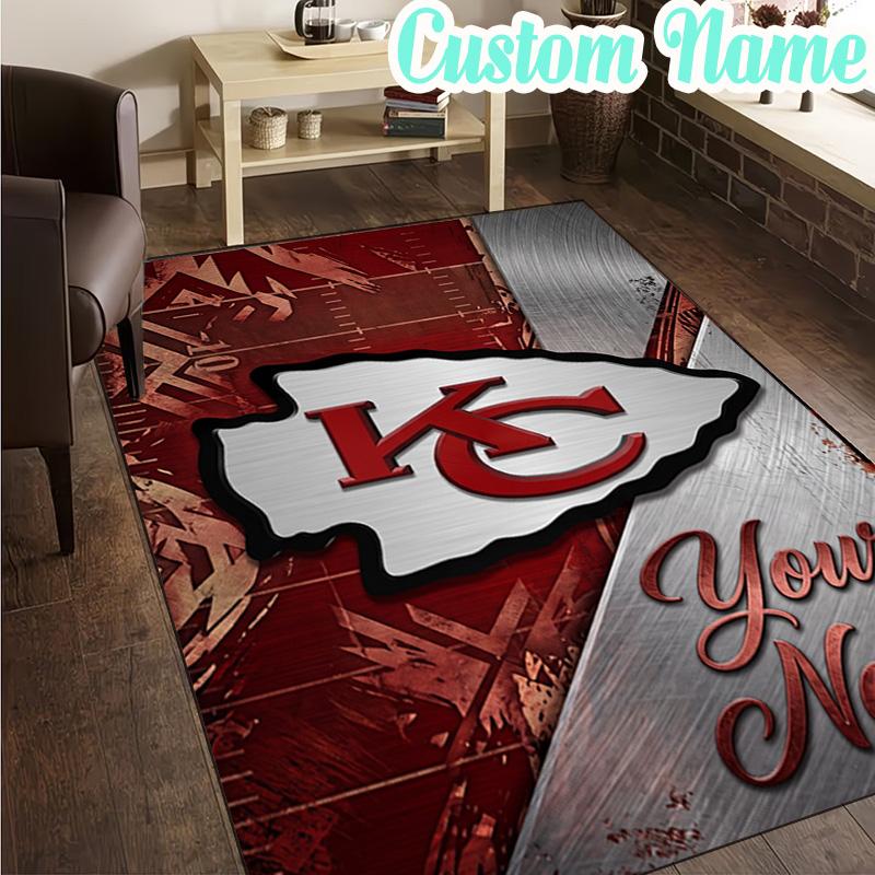 Custom Name Chiefs Helmet Rug, Office Rug, Chair Rug, Carpet for Living Rooms, Doormat Game Rug Home Decor Christmas Gifts