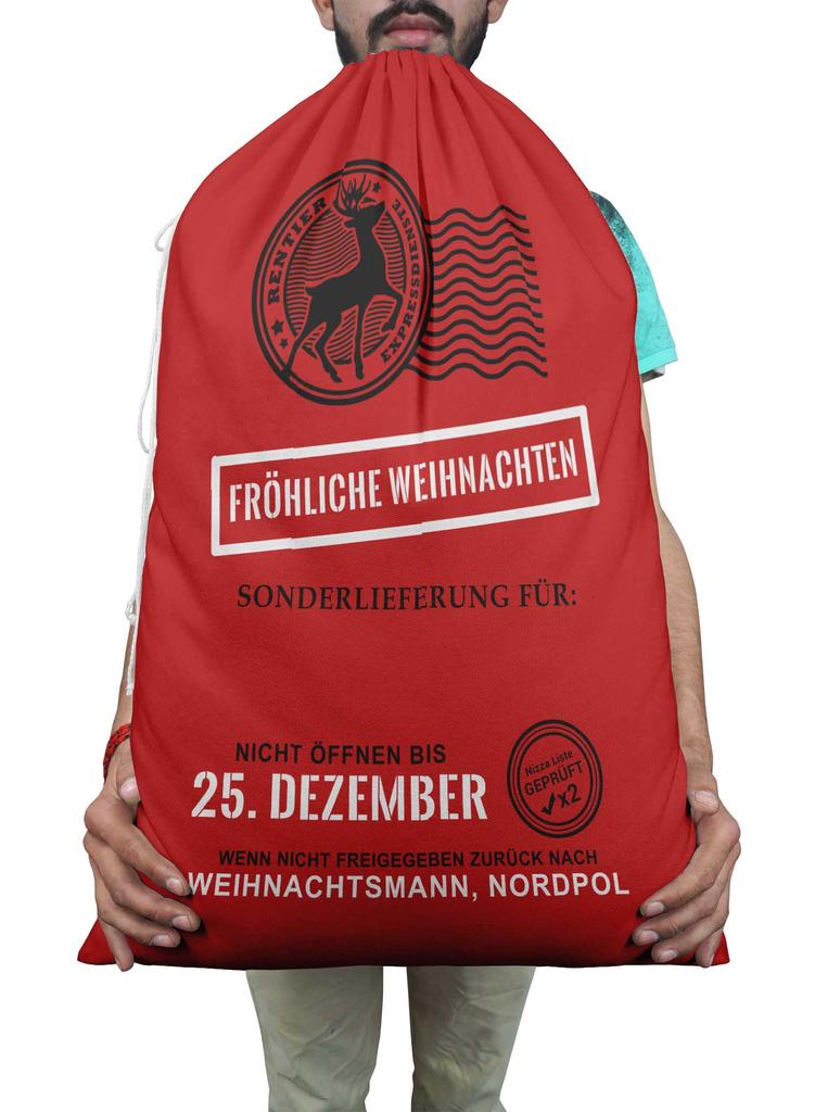 Printtoo 2 шт. Большие мешки Санты с завязками на шнурке, холщовые рождественские подарочные сумки для детей, Рождество 27x20 дюймов