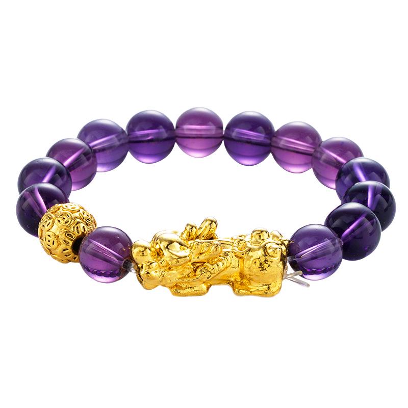 Agate Pixiu Bracelet with Mantra Beads - Gold-Plated Beaded Bracelet for Men and Women