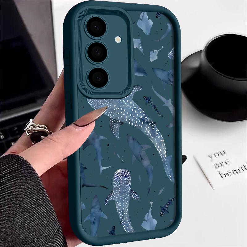 Чехол из ТПУ с принтом акулы и дельфина для Samsung Galaxy A17 A56 A36 A26 A55 A16 A15 A35 A25 5G S25 Edge S22 S23 Ultra S24 FE