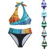 Women's Split Fashion Sexy Bikini Print With Breast Pad Without Steel Bracket Swimsuit