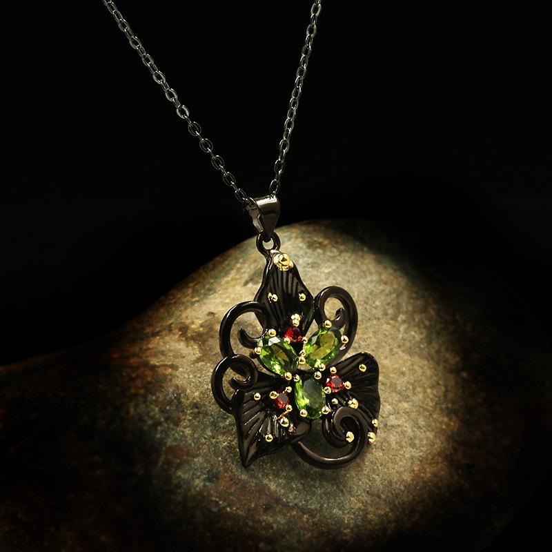 Ожерелье в стиле ретро INS, цветочное геометрическое двухслойное ожерелье, темпераментное и универсальное ожерелье