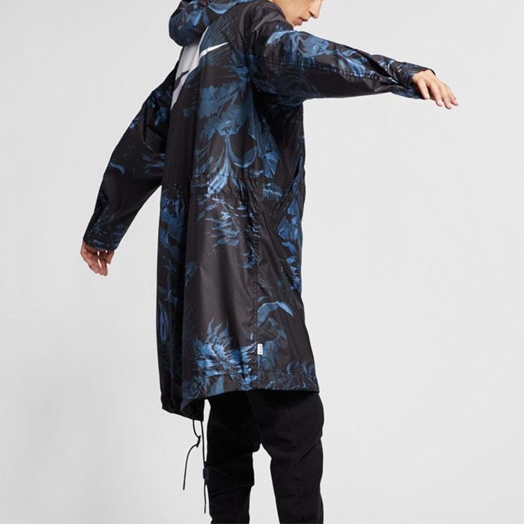 Nike Nsw Parka Aop Woven Print Mid-Length Hooded Jacket Men Outerwear Blue Black AR1599-010