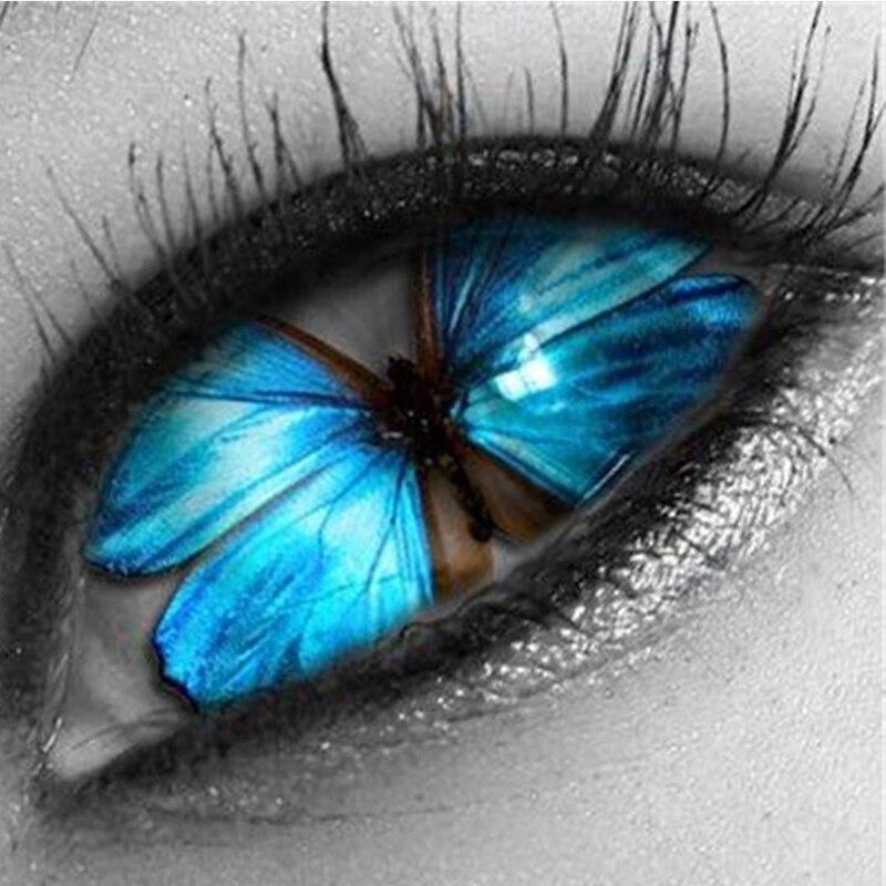 Новый 5D DIY Алмазная картина Бабочка Глаз Алмазная вышивка Пейзаж Вышивка крестом Полный круглый дрель Ремесла Домашний Декор Подарок