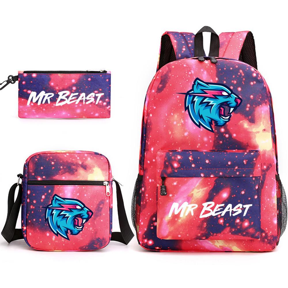 Комплект рюкзака из трех частей Mr Beast Lightning Cat для школы с милым и забавным дизайном