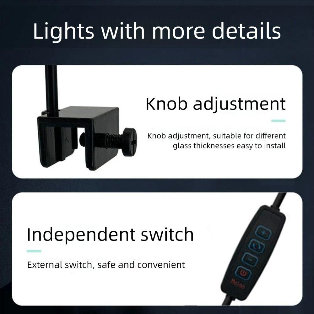 90 Degree Bend Fish Tank Clip Lamp 3 Modes Of Light Color Algae Lamp  Water Grass Growth