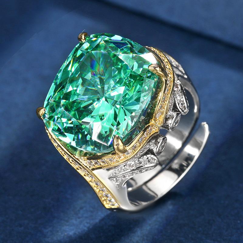 Jewelry Copper Bottom Gold Plated Simulation Bird'S Nest Chepala Green Premium Ring Female 14 * 16