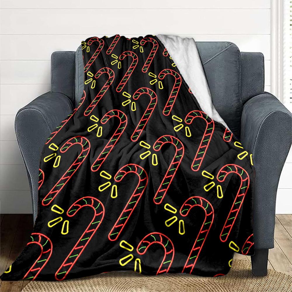 1pc Candy Cane Pattern Blanket Warm, Cozy, And Soft, Suitable for Sofas, Beds, Cars, And Office Use.Perfect for Camping And Travel, Making It a Great